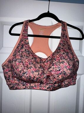 Tek Gear Plus Size Sports Bra 2X Racerback Pink Black Medium Support Workout